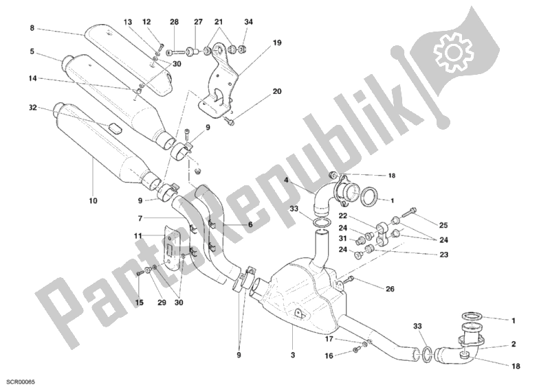 Todas las partes para Sistema De Escape de Ducati Monster S2R 800 Dark 2006